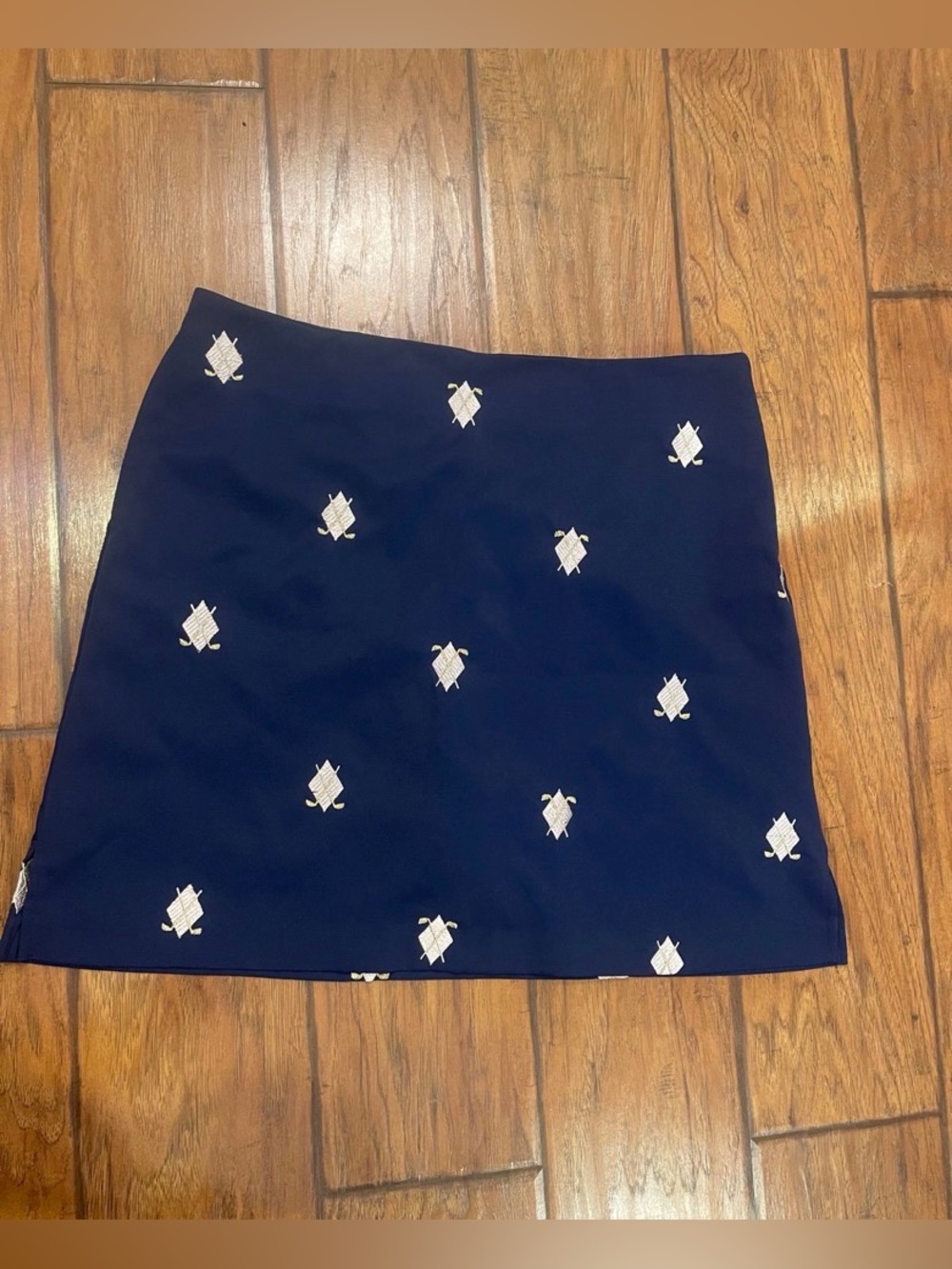 Coral Bay Navy blue Mini golf Skirt has shorts underneath size 10 embroidered